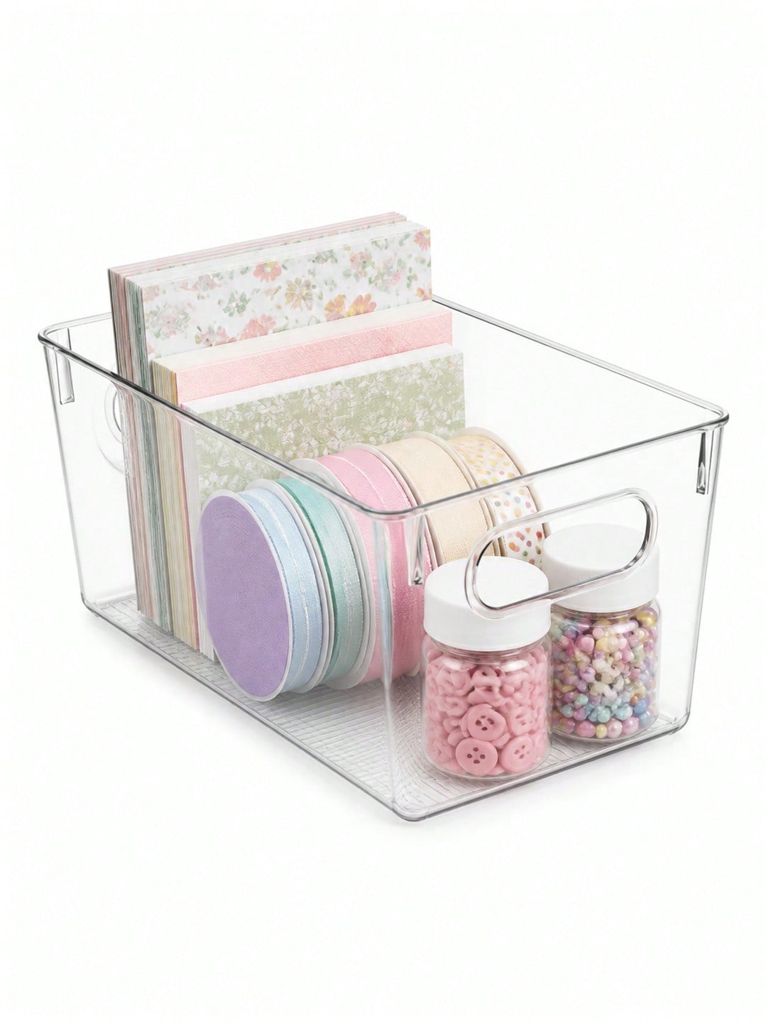 Pegboard Office Organizer - 8-Pack Clear Storage Bins with Handles,